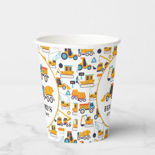 Bouwthema Birthday Dump Truck Papieren Bekers (Rechts)