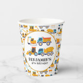 Bouwthema Birthday Dump Truck Papieren Bekers (Voorkant)