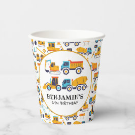 Bouwthema Birthday Dump Truck Papieren Bekers