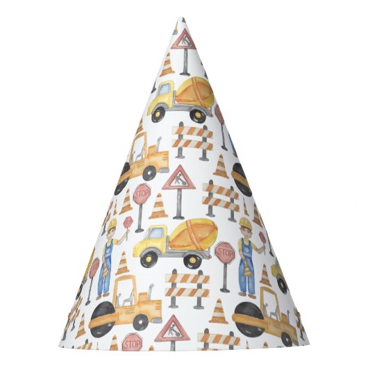 Bouwthema Birthday Party Feesthoedjes (Voorkant)