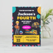 Bouwthema Birthday Party Kaart (Staand voorkant)