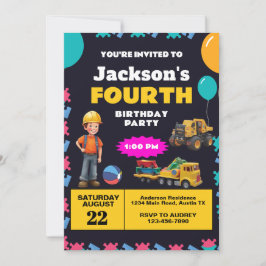 Bouwthema Birthday Party Kaart