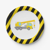 Bouwthema Birthday Party Papieren Bordje (Voorkant)