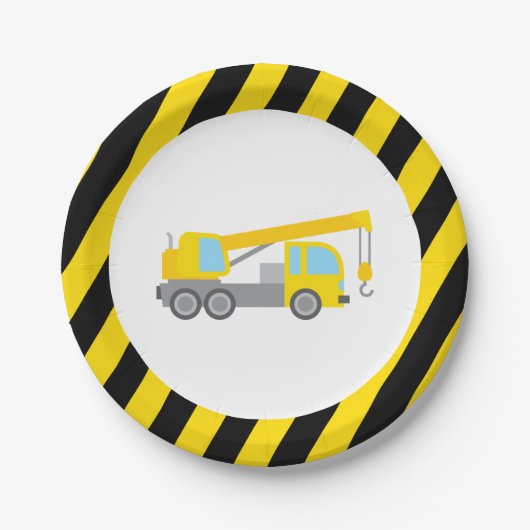 Bouwthema Birthday Party Papieren Bordje (Voorkant)