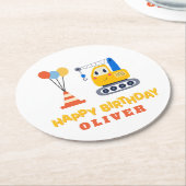 Bouwthema Birthday Party Ronde Kartonnen Onderzetter (Gebogen)