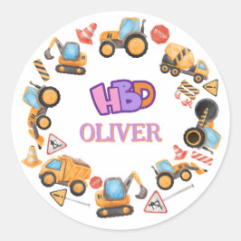 Bouwthema Birthday Party Ronde Sticker