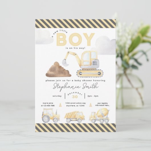 Bouwthema Boy Baby shower Kaart (Staand voorkant)
