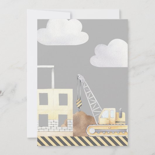 Bouwthema Boy Baby shower Kaart (Achterkant)