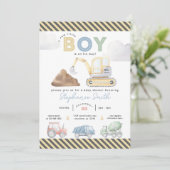 Bouwthema Boy Baby shower Kaart (Staand voorkant)
