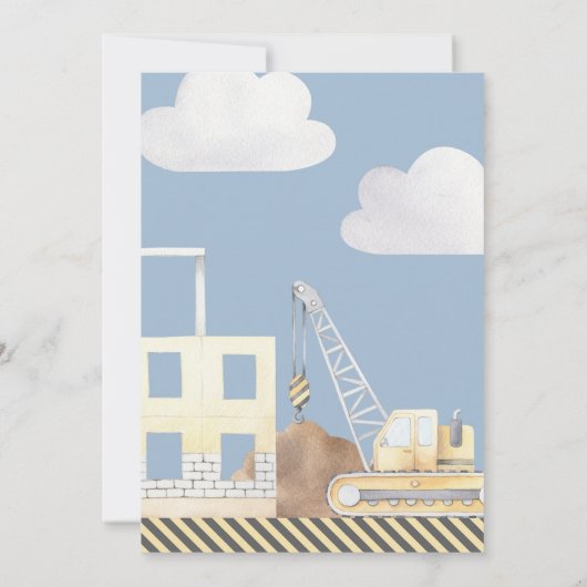 Bouwthema Boy Baby shower Kaart (Achterkant)