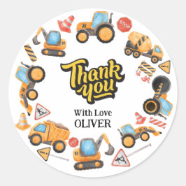 Bouwthema Dank u Verjaardag Ronde Sticker