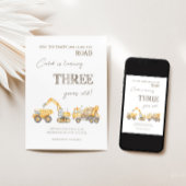 Bouwthema Derde Verjaardag uitnodiging