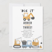 Bouwthema Dig It verjaardagsfeestje Kaart (Voorkant)