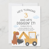 Bouwthema Diggin' It verjaardagsfeestje Kaart (Voorkant)