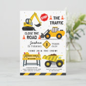 Bouwthema Dump Truck Kids Verjaardagsfeest Kaart (Staand voorkant)