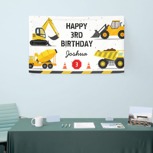 Bouwthema Dump Truck Kids Verjaardagsfeest Spandoek (Beurs)