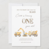 Bouwthema Eerste Verjaardag Uitnodiging (Voorkant)