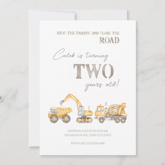 Bouwthema Tweede verjaardag uitnodiging (Voorkant)