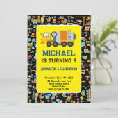 Bouwthema uitnodiging van de Birthday Kind (Staand voorkant)