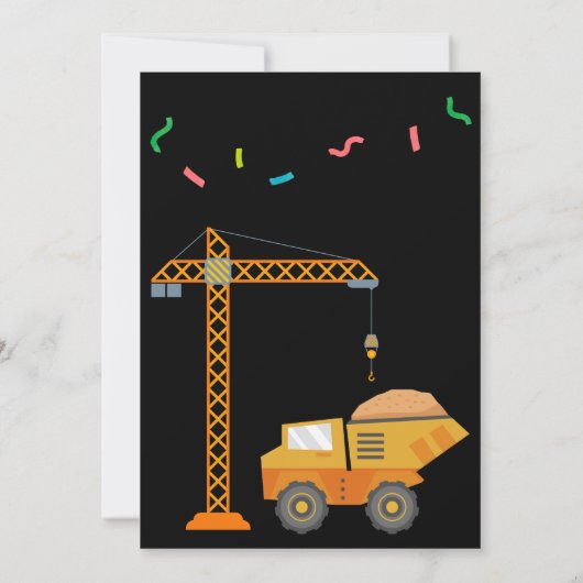 Bouwthema uitnodiging van de Birthday Kind (Achterkant)