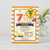 Bouwthema uitnodiging van de Birthday Kind (Staand voorkant)