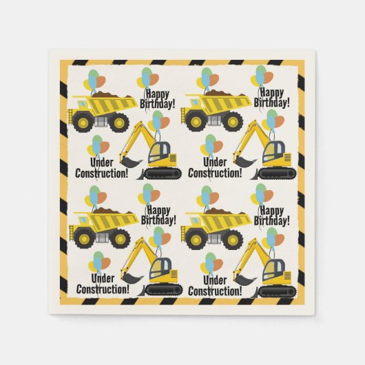 Bouwthema Verjaardag Papier Servetten (Voorkant)