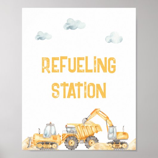 Bouwthema Verjaardag Voedselbord Poster (Voorkant)