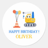 Bouwthema Verjaardagscadeau Ronde Sticker (Voorkant)