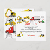 Bouwthema Verjaardagsfeestuitnodiging Aankondiging (Voorkant / Achterkant)