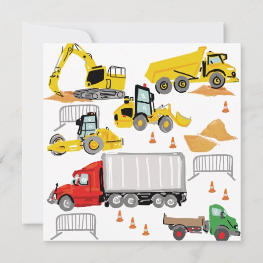 Bouwthema Verjaardagsfeestuitnodiging Aankondiging (Achterkant)