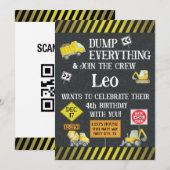 Bouwthema Verjaardagsfeestuitnodiging Kaart (Voorkant / Achterkant)