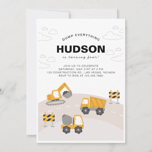 Bouwthema Verjaardagsfeestuitnodiging Kaart (Voorkant)