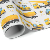 Bouwthema Voertuigen Patroonfeesten Cadeaupapier (Rol Hoek)