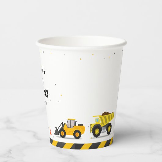 Bouwthema Vrachtwagens Kinder Alle Leeftijd Verjaa Papieren Bekers (Achterkant)