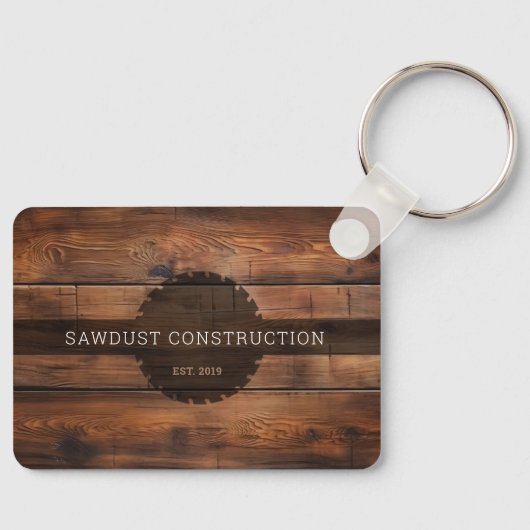 Bouwtimmerman rustiek hout nuttig sleutelhanger (Voorkant)