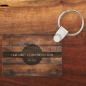 Bouwtimmerman rustiek hout nuttig sleutelhanger (Voorkant)