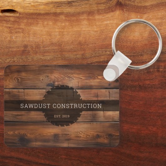 Bouwtimmerman rustiek hout nuttig sleutelhanger (Voorkant)