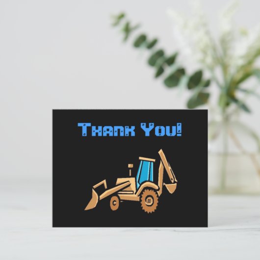 Bouwtractor, verjaardag Bedankt! Briefkaart (Staand voorkant)