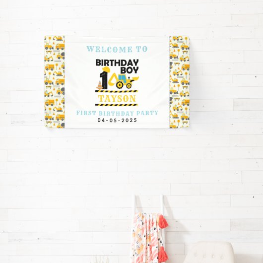Bouwtruck 1e verjaardag | Kinderfeestje Spandoek (Insitu)