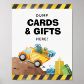 Bouwtruck cadeaus hier feestbord poster (Voorkant)