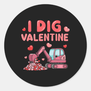 Bouwtruck Ik Graaf Valentijnsdag Funny Peuter Jong Ronde Sticker