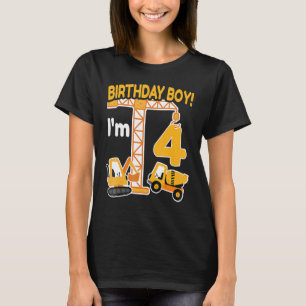 Bouwtruck vierde verjaardag 4 jaar oude jongen t-shirt