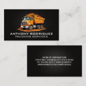 bouwtruck voor het vervoeren van grondstoffen visitekaartje (Voorkant / Achterkant)