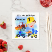 Bouwtrucks 1e verjaardag Papieren servetten (Insitu)