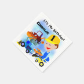 Bouwtrucks 1e verjaardag Papieren servetten (Hoek)