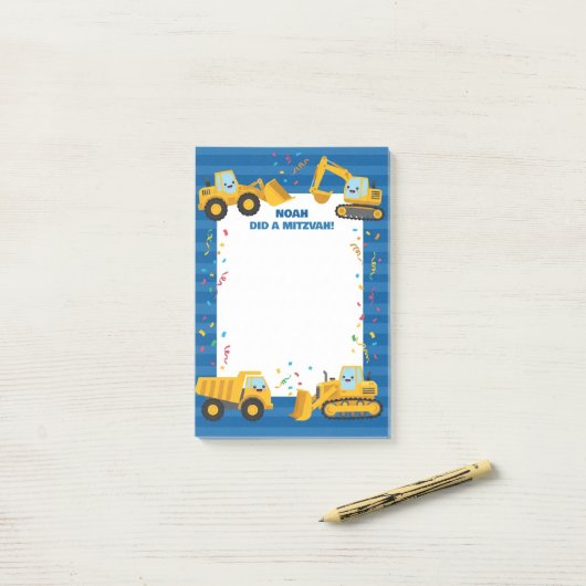 Bouwtrucks Persoonlijke Mitzvah Post-it® Notes (Op bureau)