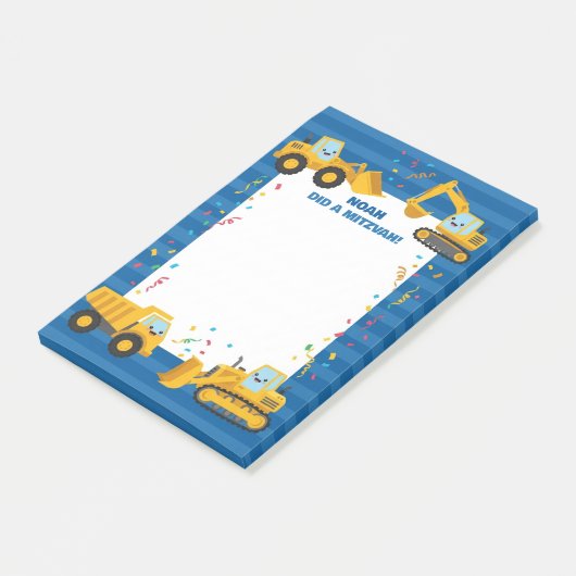 Bouwtrucks Persoonlijke Mitzvah Post-it® Notes (Schuin)