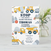 Bouwtrucks Peuter Verjaardag uitnodiging (Staand voorkant)