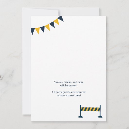 Bouwtrucks Peuter Verjaardag uitnodiging (Achterkant)