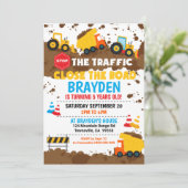 Bouwuitnodiging Dump Truck Party Kaart (Staand voorkant)